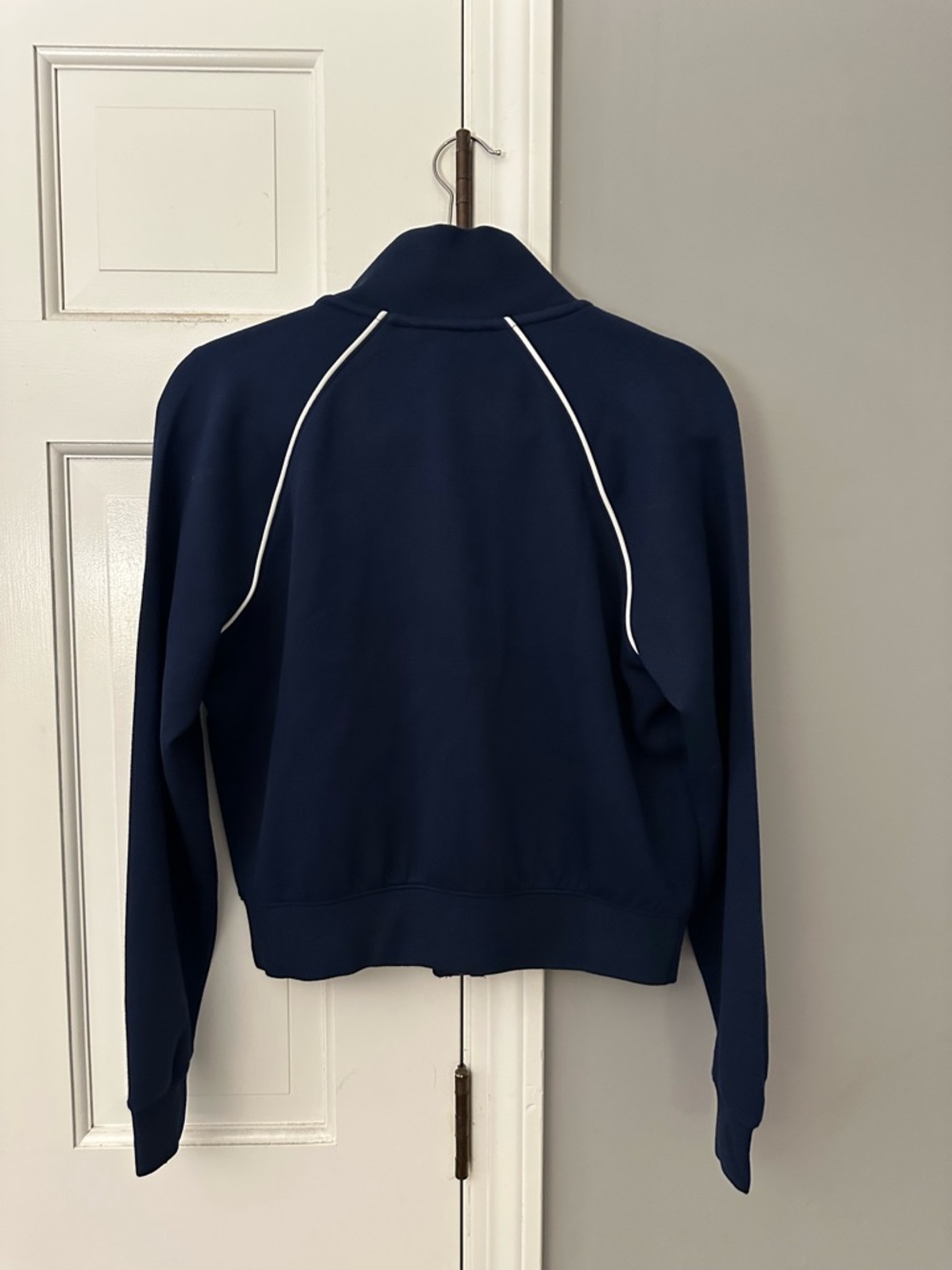 SPANX NWT Navy Bomber Jacket with White Piping - Picture 2 of 16